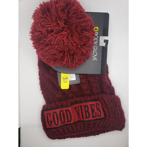 Body glove good vibes knit beanie hat with pom pom